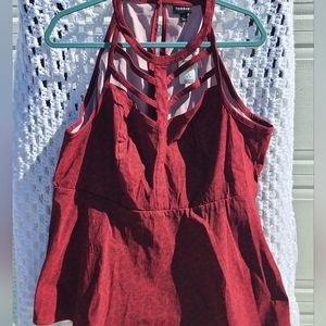 NWT Torrid Size 2 Red leopard print cage top